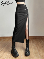 Stride into style with the Nibber Black Sexy Split Skirt. 1